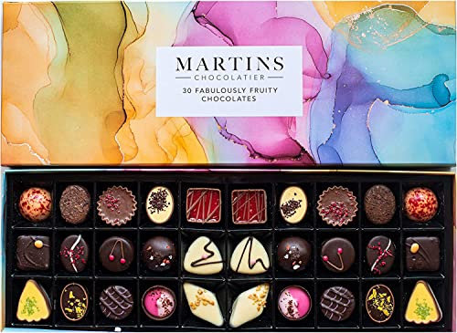 Martins Chocolatier Assortiment de Chocolats Fruités - 30 Chocolats Fruités Fait à la Main - 15 Saveurs de Chocolat | Cadeau Chocolat