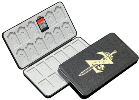 BAYINBROOK Game Card Case für Nintendo Switch, Silikon Spielkartenhülle Etui Aufbewahrungsbox, Switch Spielkartenhalter Grosse Kapazität für 24 NS 24 TF Karten(Schwarz Zelda)