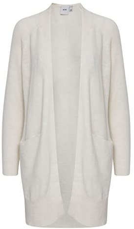 ICHI IHKAMARA CA2 Damen Lange Strickjacke Feinstrick Cardigan Longstrickjacke Long-Strickcardigan Regular-Fit, Größe:M, Farbe:Cloud Dancer (114201)