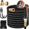 GARDEBRUK® Flexibler Gartenschlauch 15m 3fach Latexkern Vollmessing Adapter 1/2' 3/4' Zoll Wandhalterung Tasche Flexschlauch Wasserschlauch Schwarz