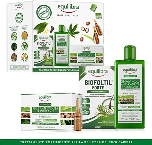 Equilibra Capelli,Cofanetto Hair Specialist,Shampoo Anti-Caduta Fortificante,10 Fiale,Integratore Biofoltil Forte,per Capelli Più Forti e Sani,Confezione Regalo,661.0 millilitro