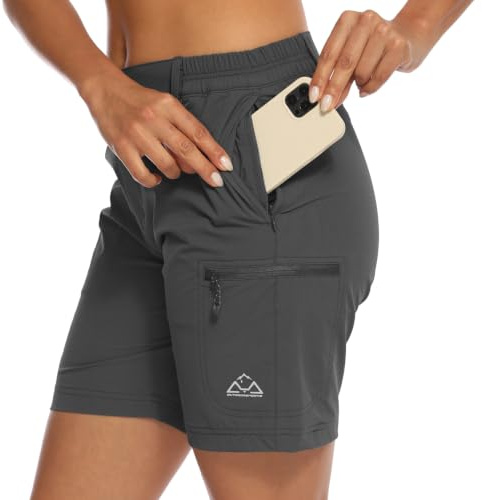 donhobo Women's Walking Hiking Shorts,Ladies Summer Cargo Shorts | Lightweight Quick Dry Outdoor Casual Stretch Shorts Trousers with Zipped Pockets