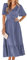 BebreezChic Vestito Donna Lunghi Elegant Scollo a V Maniche Corto Abito Swiss DOT Abito MidiDress Tinta Unita Casual, Blu Viola M
