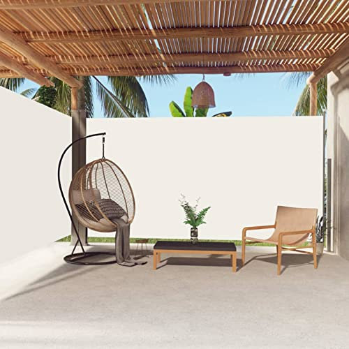Yolola Toldo lateral doble, extensible, 200 x 600 cm, toldo lateral, para balcón, terraza y jardín, color crema, 200 x 600 cm