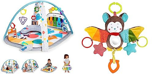 Baby Einstein, 4 in 1 Kickin' Tunes Spieldecke mit 70+ Geräuschen & Fehn Activity-Spieltier Fledermaus – Baby Motorikspielzeug für Kinderwagen, Kinderbett und Babyschale zum Beißen