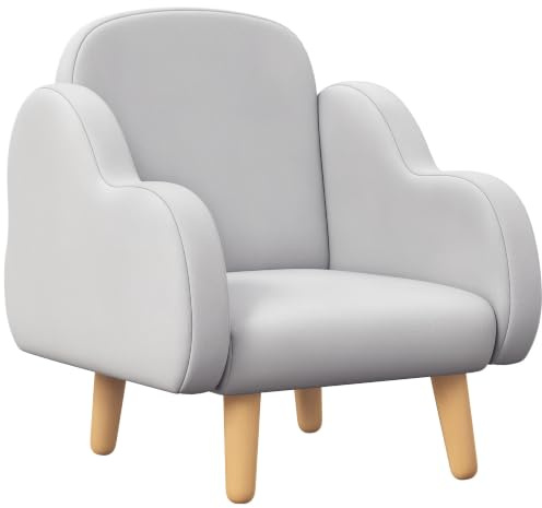 ZONEKIZ Kids Armchair with Arm Rest Velvet for Ages 1.5-3 Years Grey