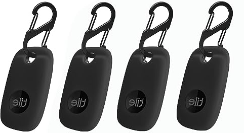 VAEKNVG 4PCS Case for Tile Mate Pro, Soft Silicone Skin Cover Shock-Absorbing Protective Case with Carabiner Accessories (4 Packs Black)