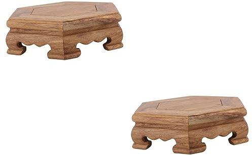 Warmhm 2 Stk Sechseckige Basis Runder Blumentopfboden Kristallkugelständer Untergestell Aus Holz Für Fischbecken Hochleistungs-pflanzenständer Skulpturenständer Draussen Aquarium Hölzern