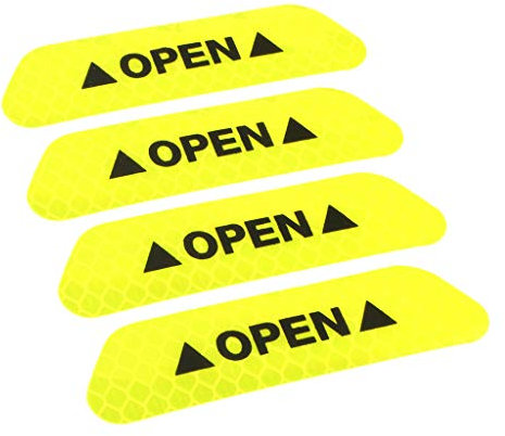 4 Pieces Safety Reflective Open Sign Warning Mark Car Door Stickers Yellow