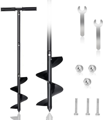 Urenwp Garten-Schlangenbohrer, 15 x 83,8 cm, großer Handbohrer, zum Bepflanzen, Pfostenlochbagger, manueller Schlangenbohrer mit rutschfestem Griff, Zwiebelpflanzung, Schnecke, Zaunpfosten, Schnecke