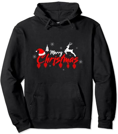 Rentier Weihnachtsmann Hut Zapfen Merry Christmas Pullover Hoodie