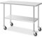 GOPLUS Mesa de cocina multifuncional de acero inoxidable con 4 ruedas universales, mesa de cocina con mesa grande y estante ajustable en altura, mesa de trabajo para cocina, restaurante y hotel, 122 x