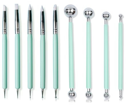 9 PCS Silicone Clay Sculpting Tools, Ball Stylus Dotting Tools Double-Ended Polymer Clay Tool Modeling Ball Tools Soft Rubber Tip Modelling Pen for Art Crafts DIY Pottery Sculpture