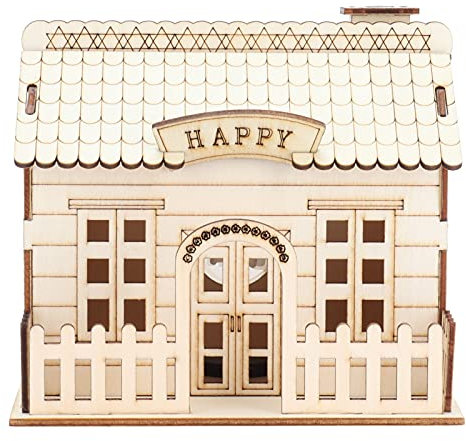 Holzvilla Haus Sparschwein Geldbox, Holz Sparschwein Villa Sparschwein mit LED Licht, Geld aufbewahren, Geld sparen Holz Sparschwein Villa Sparschwein