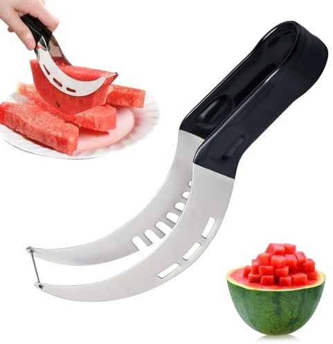 Affettatrice per Anguria, shallyong Coltello da Anguria in Acciaio Inox, Taglia Cocomero con Lama da Taglio a Forma di Gancio Taglierina Anguria per Melone, Frutto del Drago, Coltello Frutta Affettare