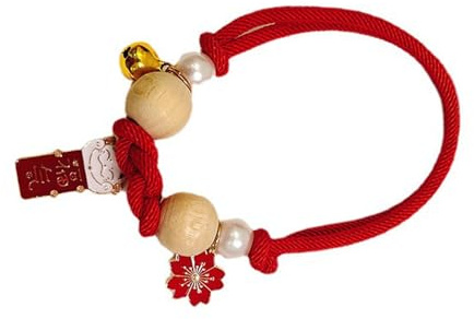 Anti-Floh-Halsband, Sicheres Haustier-Anti-Floh-Halsband aus Kampferholz, Effiziente und Bequeme Passform für Katzen und Hunde (Rot S)