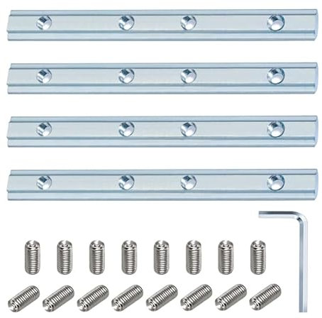 Streckenverbinder Aluprofil Verbinder 40x40 Alu Profil Schrauben Profilverbinder für T-Nut,Konstruktionsprofile Aluminiumprofil,8 mm Aluminium-Strangpressprofil (4 Stück)