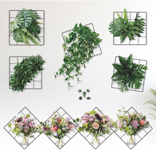 Keboyoe 10 Stück 3D Wandaufkleber Pflanzen Wandtattoo Pflanzen Grün 3D Grünen Pflanzen Wandaufkleber Blumen Wandtattoo Wandaufkleber Grün Efeu Blätter Wandsticker für Küche,Schlafzimmer,Wohnzimmer