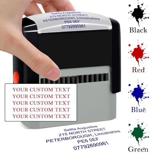 Custom Stamp Selbstfärbende Stempel Personalisierte Rücksendeadresse Gummistempel für Geschäft, bis zu 5 Zeilen