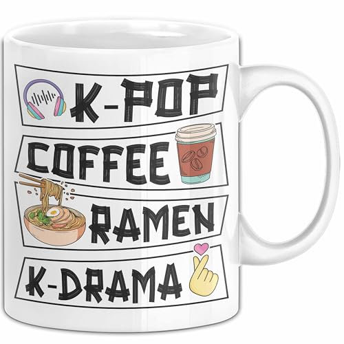 K-Pop Tasse Geschenk Coffee Ramen K-Drama Kpop Fans Geschenkidee Kaffee-Becher (Weiß)