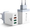 USB C Ladegerät,2-Pack 40W 4 Ports Type C Adapter Schnellladegerät Mehrfach mit 1 C und 3 USB A,PD 20W QC 3.0 Ladestecker USB Schnellladen für iPhone 16 15,Motorola g54,Xiaomi Note 13,Huawei 70