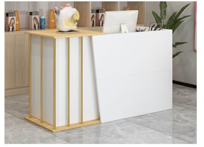 Empfangstheke Rezeption de Modern,Rezeption Schreibtisch , Empfangstresen Schreibtisch mit 4 Stauräumen, Laden-Theke Verkaufstheke mit Abschließbarer Schublade,Rezeption, Lad(Size:100x40x90cm,Color:B)