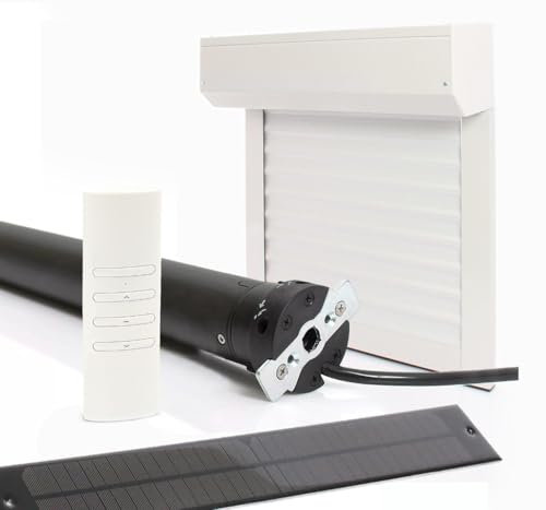 Kit Volet Roulant Solaire Autonome Ajustable en Aluminium h100 x l80 cm- Montage Facile , Pour Fenêtre