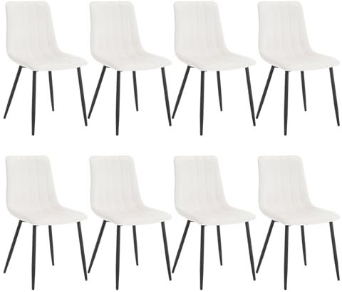 Klihome Esszimmerstühle 8er Set, für Schlafzimmer Küche Wohnzimmer, Küchenstühle gepolstert mit Rückenlehne Metallbeinen, Sitzfläche aus Samt, Beige
