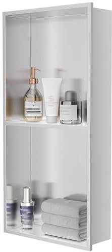 dancrul Duschnische, gebürsteter Edelstahl, Badezimmer-Regal, 61 x 30,5 cm, versenktes Duschregal, Nische für Dusche, Badezimmer, Nische für Duschwand