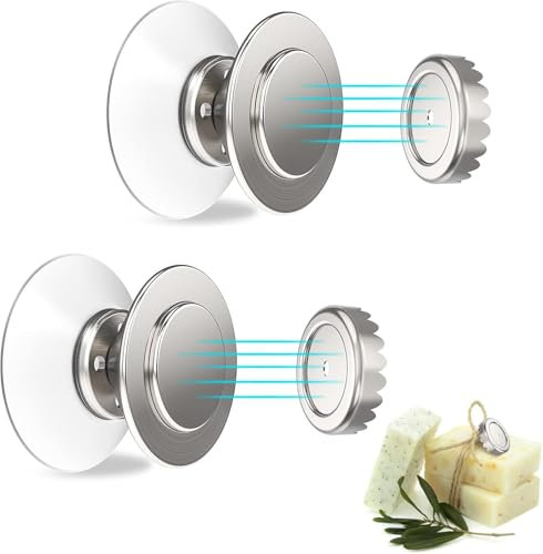 Set di 2 Portasapone Magnetico,Magnetic Soap Holder Da Parete Portasapone Doccia in Acciaio Inox Con Ventosa, Pporta Sapone Bagno Con 4 Coperchi per Lavandino Doccia Cucina E Bagno