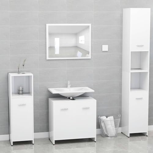 ShGaxin Badmöbel-Set, Badezimmer Möbel, Waschtisch Set, Unterschrank, Weiß Spanplatte