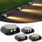 Quntis 4 Pezzi Luci Solari da Esterno Calda Bianca, Faretto Segnapasso LED Esterno Solare Impermeabilità IP65, Lampade Solari per Scale Sentieri Giardino Vialetto Marciapiede Passaggi