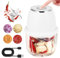 Trituradora de ajo eléctrica de 350 ml con 6 cuchillas afiladas portátil de carga USB, mini picadora de verduras, procesador de alimentos y licuadora, ideal para cebollas, ajo, pimientos y zanahorias