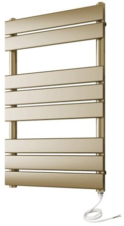Greened House Richmond Radiateur chauffant électrique en laiton brossé pour salle de bain (500 mm de large x 800 mm de hauteur)