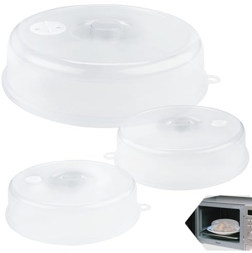 jwtyu 3 Stück Mikrowellen Abdeckung Ein 23cm Mikrowellenhaube und Zwei 17cm Abdeckhaube Mikrowelle für Mikrowelle Abdeckhaube Mikrowellen Lebensmittel Deckel