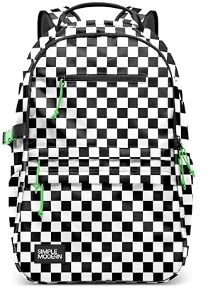 Simple Modern Ellis Backpack for School | Medium 20L Elementary Middle and High School Bookbag for Kids and Teens | Girls and Boys | Black and White Checkmate