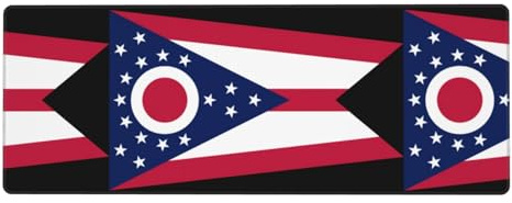 YYHWHJDE Extra großes Mauspad mit Ohio Staatsflagge, Computer, Büro, rutschfeste Gaming-Tastatur, verdickte Version, 30,5 x 80 cm