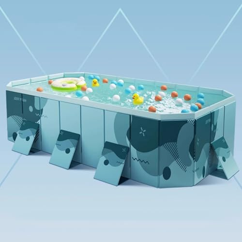 NIUSABOU Schwimmbad ausklappbar, Foldable Collapsible Non-Inflatable Frame Swimming Pool for Kids Adults PVC Multiple Sizes(2.1m/7ft)