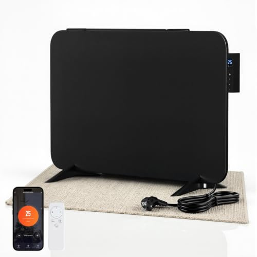 Eikuavons Infrarotheizung 450 W Temperaturregelbereich 5-55 °C Wandmontierbar/Stehend Verwendbar mit Fernbedienung/WiFi Unterstützt Infrarot-Wandheizung Schwarz