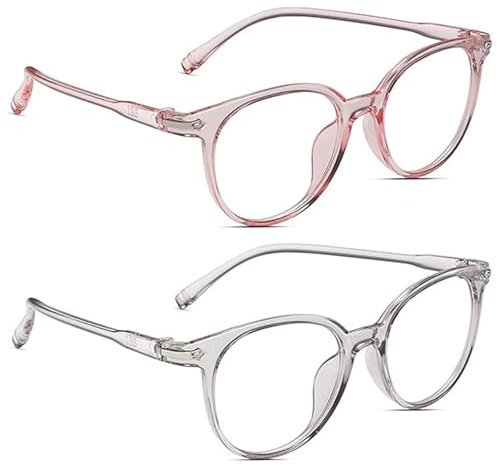 Zestjewel Kids Blue Light Blocking Glasses, 2 Pcs Kids Glasses, Clear Lens, Blue Light Blocking, Plastic Frame, Acrylic Lens, Unisex, Children