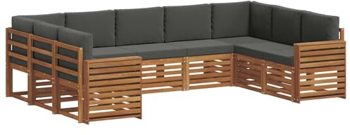 vidaXL Sofagarnituren 9 pcs Natur und Anthrazit Massivholz Akazie, Moderne Gartenbank, strapazierfähige Eckmöbel für draußen, gemütliches Loungeset für Terrasse und Patio