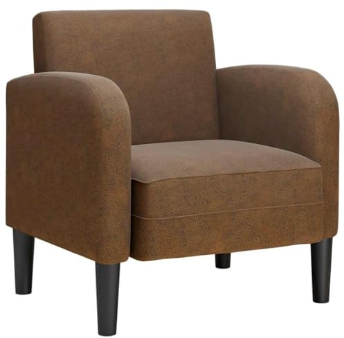Roanoer Sessel Braun Kunstleder - Polstersessel mit Armlehnen aus Sperrholz - Moderner Clubsessel für Wohnzimmer Schlafzimmer & Empfangsbereich - Stabiler Loungesessel 69 x 67 x 70 cm