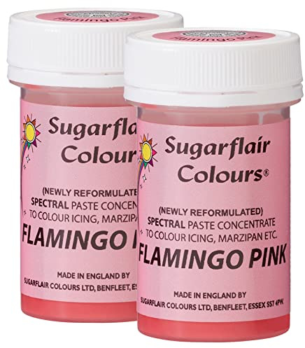 Sugarflair Spectral Flamingo Pink Food Colouring Paste, Highly Concentrated for Use with Sugar Pastes, Buttercream, Royal Icing or Cake Mix, Vibrant Colour Dye - 25g (Pack of 2)