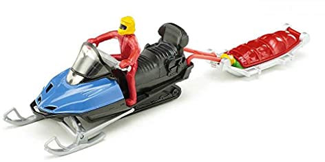 siku 1684, Snowmobil mit Rettungsschlitten, Metall/Kunststoff, Multicolor, Mit Fahrer und geborgener Person
