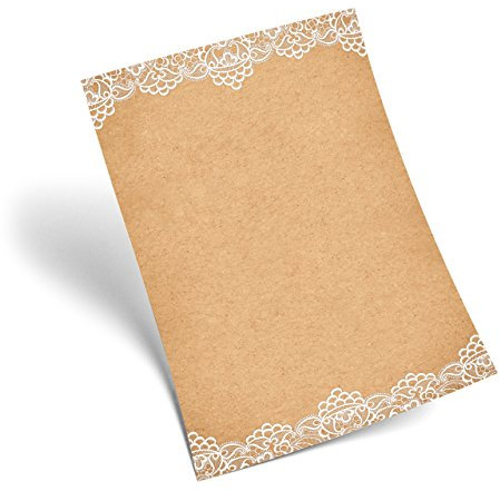 Logbuch-Verlag 100 Blatt Papier Briefpapier vintage natur beige DIN A4 weiß beidseitig 100g Motiv Spitze zum Beschreiben und Bedrucken