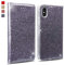 OKZone Coque iPhone XS/iPhoen X, Luxe Bling en Cuir PU Premium Housse à Rabat Portefeuille Coque [Protection Complète] Étui de Protection Clapet pour Apple iPhone XS/iPhone X (Gris Argenté)