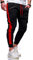 behype. Herren Lange Trainingshose Jogging-Hose Sport-Hose Zipper Side-Stripe 60-0361 Schwarz-Rot XL