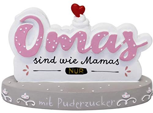H:)PPY life Fotohalter mit Spruch Omas sind wie Mamas nur mit Puderzucker | mit Metallklipp, Dekoartikel | Geschenk Oma | 46123