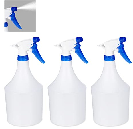 Relaxdays Sprühflasche Pflanzen, 3er Set, einstellbare Düse, 1 Liter, mit Skala, Kunststoff, Blumensprüher, Farbauswahl