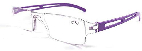 KoKoBin Rahmenlose Lesebrille Sehhilfe mit Blaulichtflilter Anti Blaulicht Lesehilfe für Damen und Herren(Lila,+1.0)